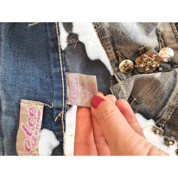 Vintage Y2K Dolce Donna Womens Sz 6 Light Wash Skinny Blue Jeans High Rise - Picture 6 of 6